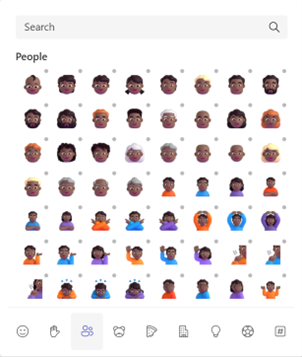 second screenshot of fluent emojis showing people emojis