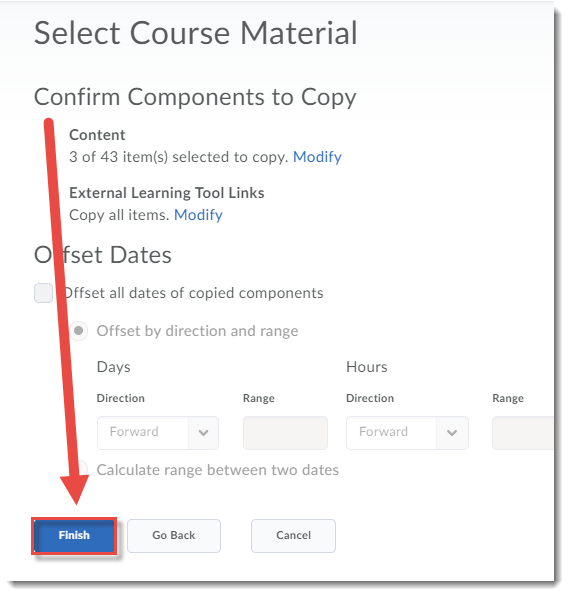 Finish selecting materials