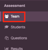 This is a screenshot of the assessment tab. The Team tab is the first tab in the menu, located under assessment.