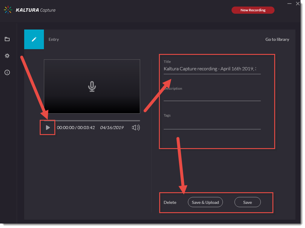 How do I Create Audio Recordings in Kaltura Capture in Brightspace