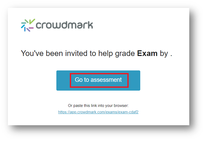 Screenshot of the link you will receive to grade an assessment.