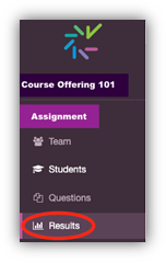 This is the screenshot of the Course menu. Select results, located at the bottom of the menu.