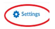 Settings link highlighted.