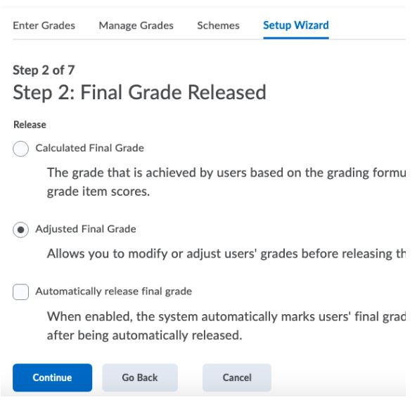 Select the Final Grade type