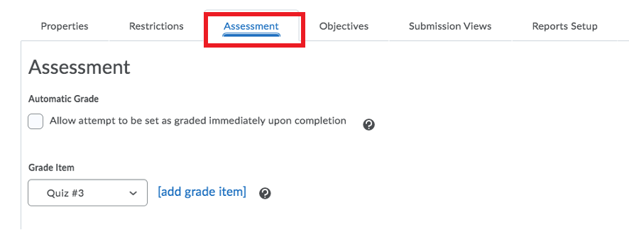 Go to the Assessment tab.