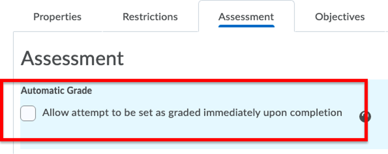 Automatic Grade highlighted