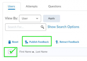 Image showing the Publish feedback option and where to click