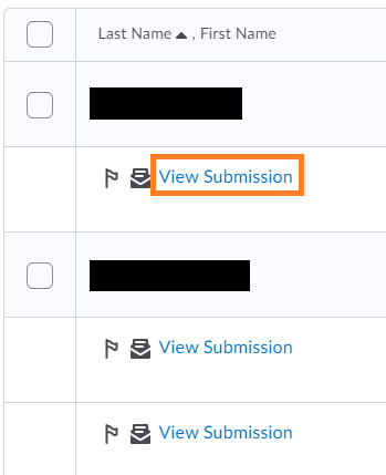 The "view submission" option is under each user's name. 