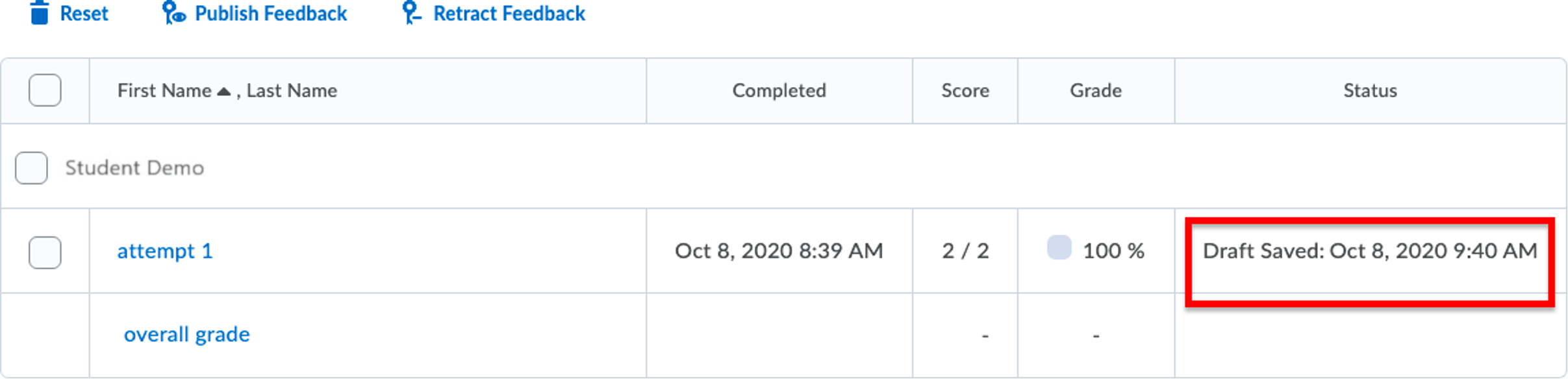 Submissions reverted back to Draft Status
