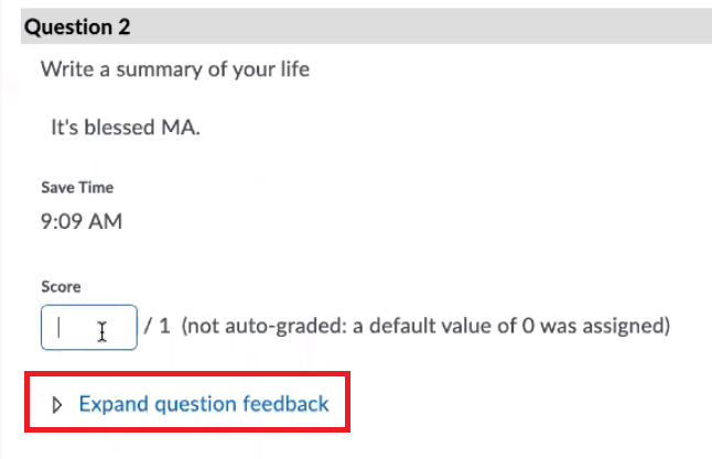 After adding the score, you can also add your feedback to each question.
