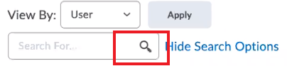 Once you have selected whom you would like to publish the feedback for, you need to click the search icon to apply the filter. This magnifying glass icon is found in the search bar under "View by", to the left of "Hide search options".