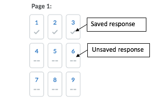 Example of a saved vs. unsaved quiz question in Brightspace