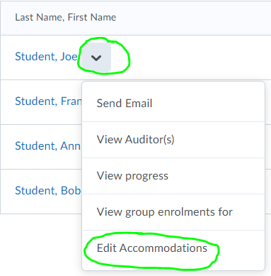 Set Student Brightspace Accommodations From the Classlist - University of  Rhode Island :: ITS Wiki