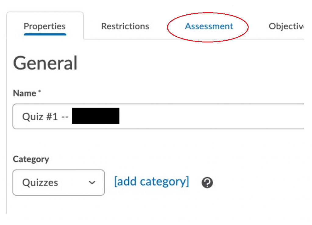 Assessment tab highlighted