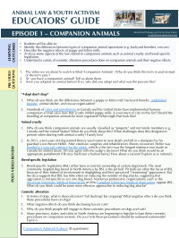 Educators Guide - Companion Animals