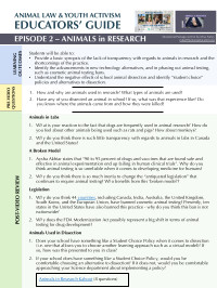 Educators Guide - Animals in Research