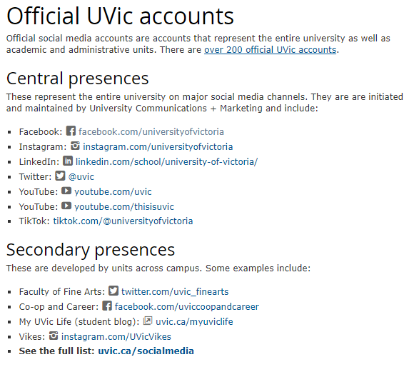 Official UVIC Social Media