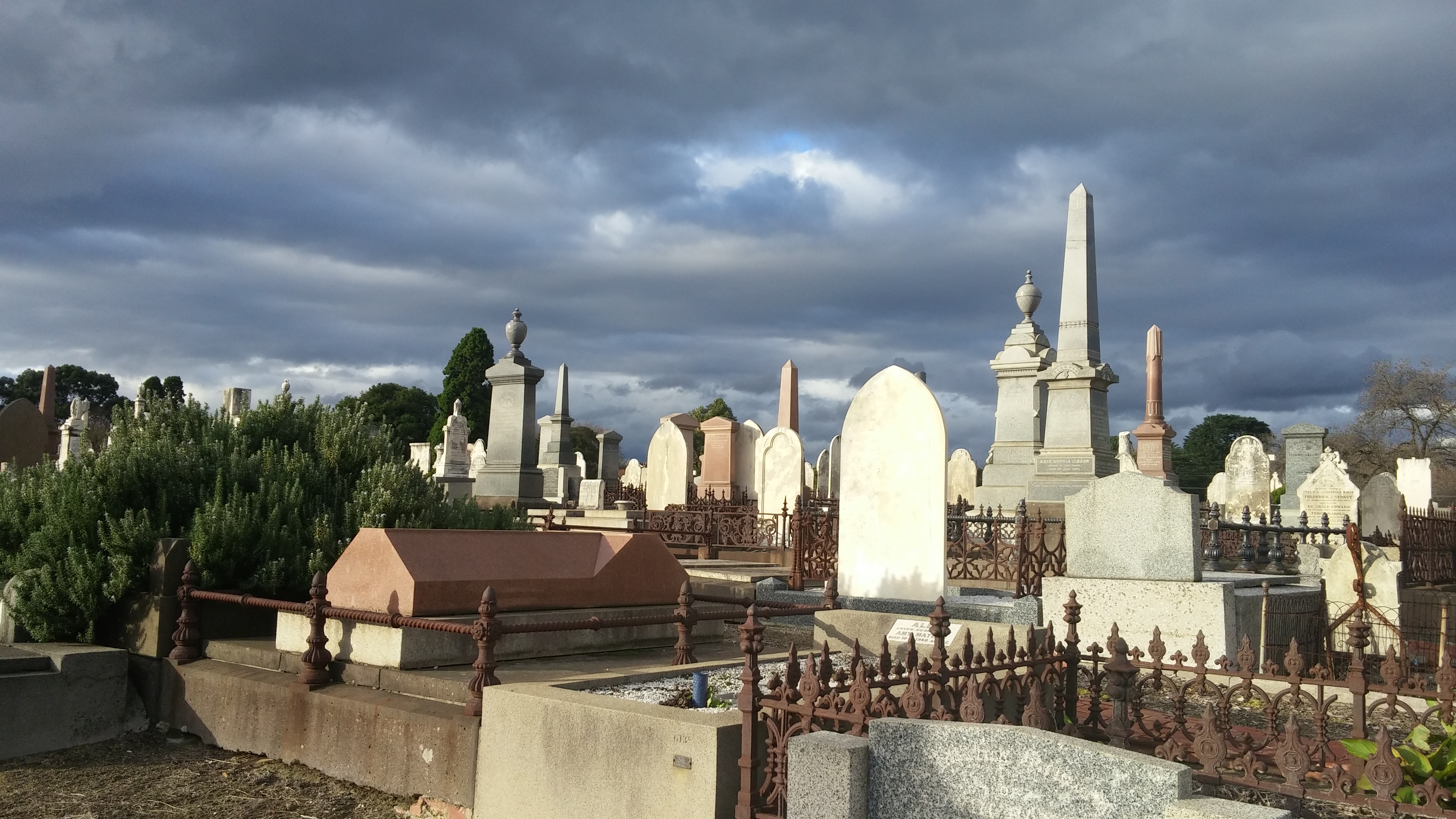 Changing weather over St. Kilda Cemetery, Melbourne Australia