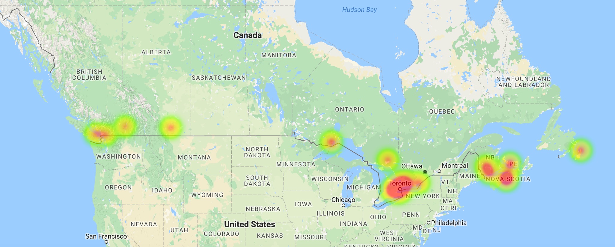 Screenshot of mapping project showing hotspots data