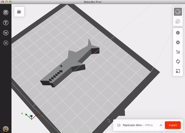 GIF of Makerbot Print software in use