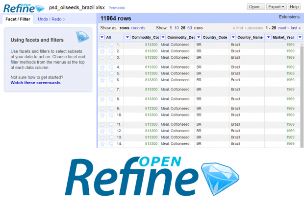 Screenshot of OpenRefine software