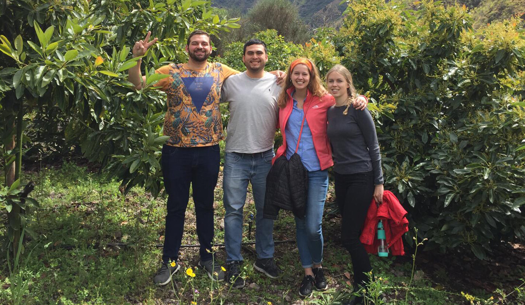 Saleh Jairoudi (left) on a field trip during aconsulting project with a Peruvian agricultural coop.