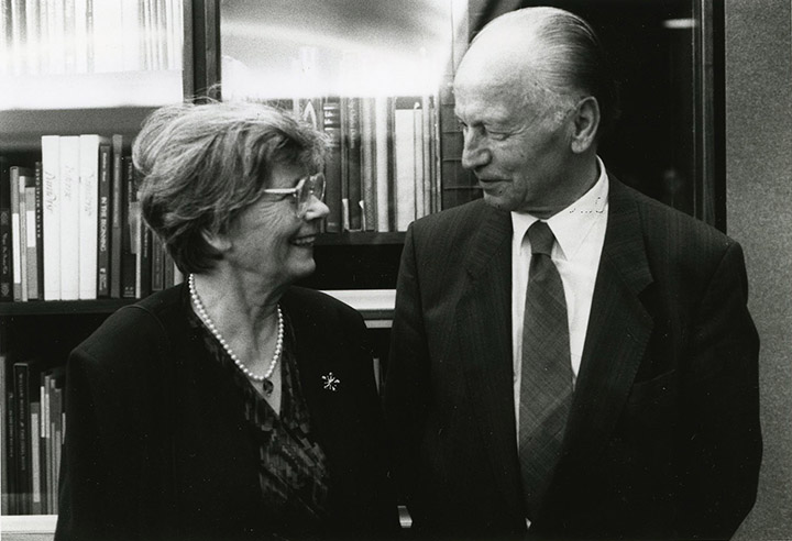 Portrait of Gudrun Zapf von Hesse with husband, Hermann Zapf. 