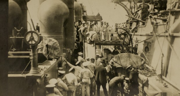 Boullion Transfer from Japanese Ships in Barklay Sound. Photo Source: Victoria Maritime Museum