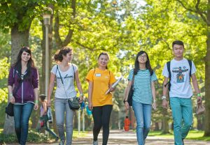 Students walking on campus