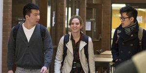 Students walking through Fraser Hall