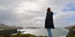 An outbound UVic Law exchange student at Cliffs of Moher, Ireland