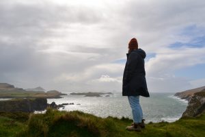 An outbound UVic Law student at Cliffs of Moher, Ireland