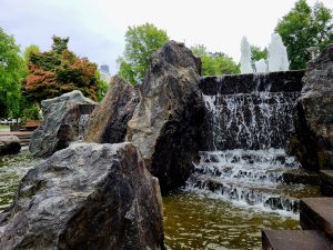 The Petch Fountain next to the Quad on UVic's campus on a lovely Fogust day.