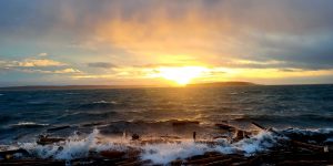 A wild, windy morning over the ocean in Sidney, BC.