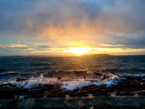 A wild, windy morning over the ocean in Sidney, BC.