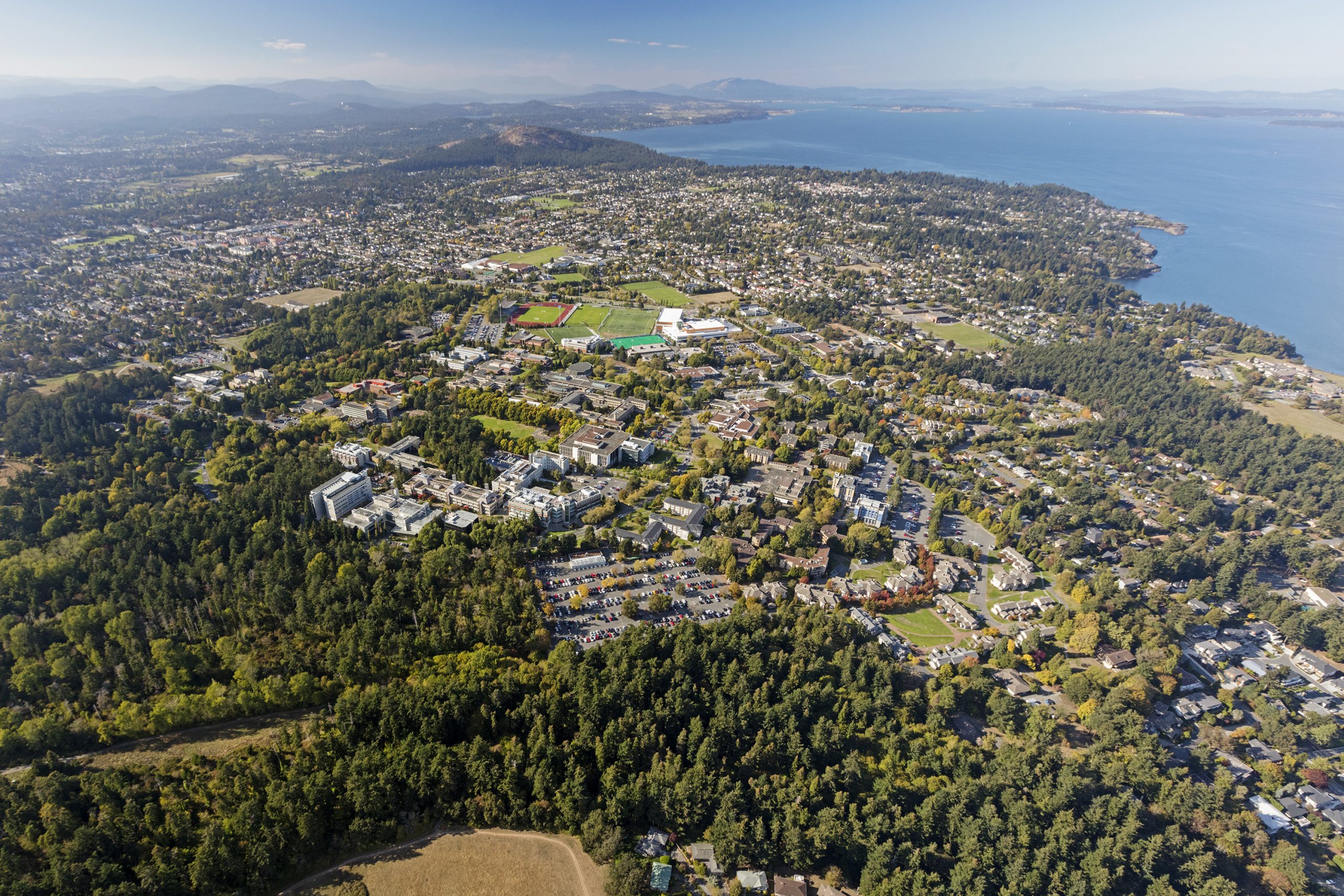 Aerial view of the UVic campus. 