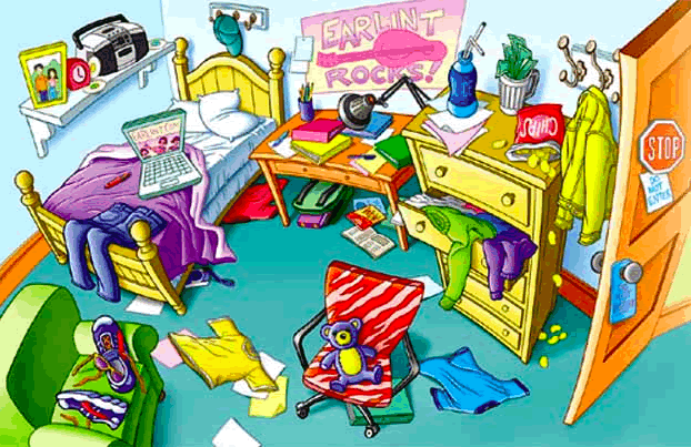 messy dorm room