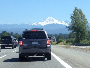 Heading east - Mt. Baker in the background.