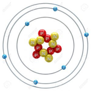 Carbon atom on white background