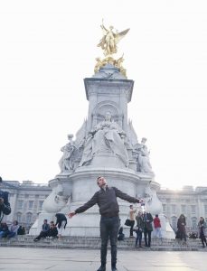 Just goofing off in front of Buckingham palace