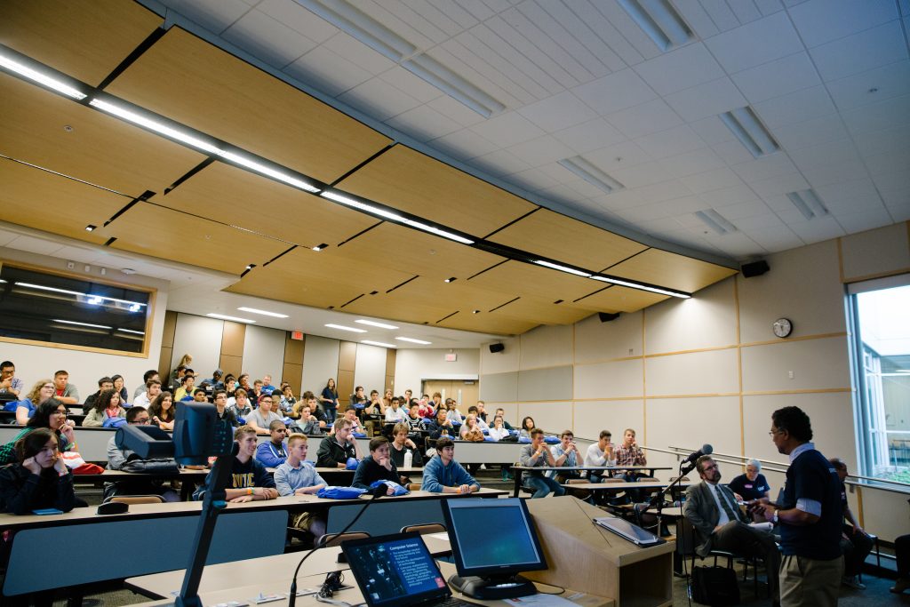 students in a university classroom