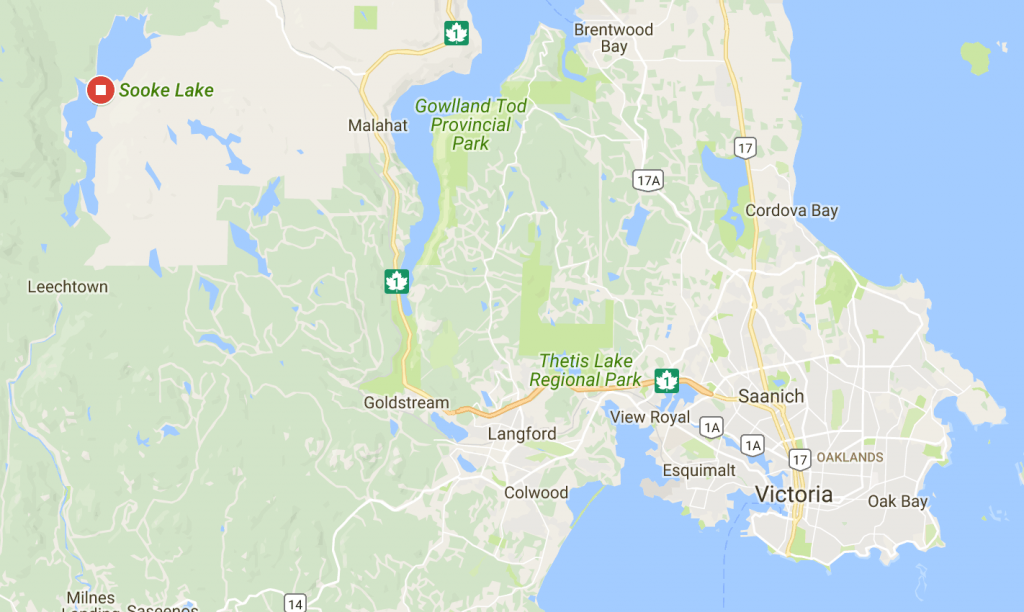 map of Victoria and Sooke Lake