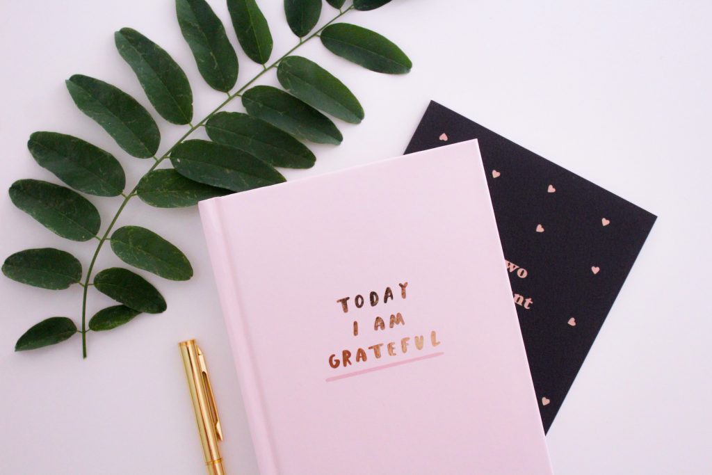 journal with cover that says "today i am grateful"