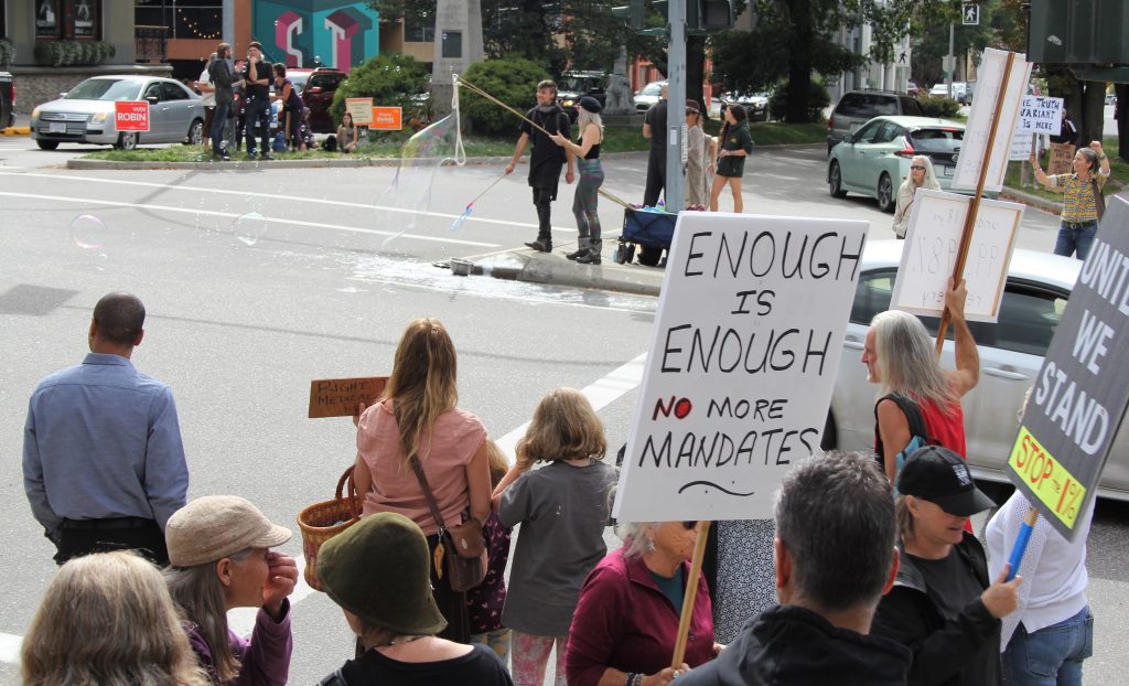 Protestors in Nelson, BC