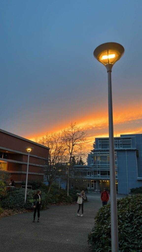 sunset on UVic campus