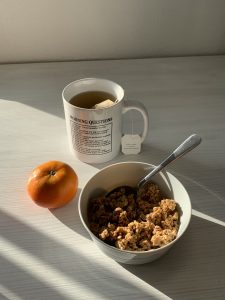 muesli, coffee, orange