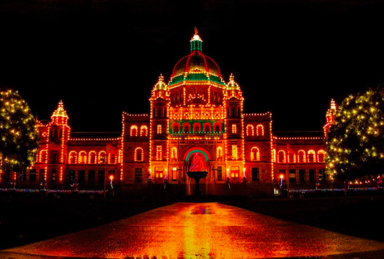 Parliament buildings with Christmas lights