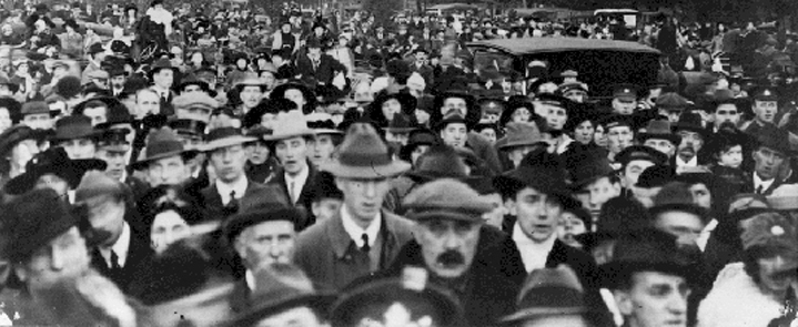 Armistice celebration in Beacon Hill Park, Victoria, November 11, 1918 (detail). Photographer J. Howard A. Chapman. BC Archives Call No. F-05828, Catalogue No. HP094250. Courtesy Royal British Columbia Museum Corporation.