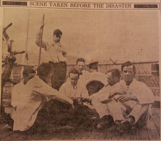 A photo of stewards on the Sophia. Taken on a previous voyage to Skagway. Published in the Victoria Times  30 October 1918.