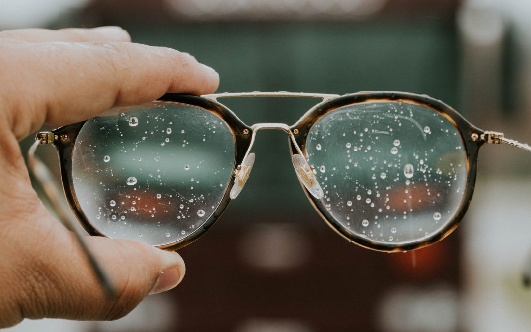 glasses with rain on lenses